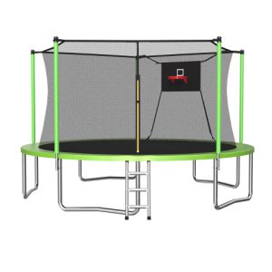 14ft trampoline with enclosure net: outdoor indoor recreational & fitness trampoline