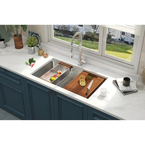 32" undermount workstation sink: 18 gauge stainless steel single bowl kitchen sink 32" undermount workstation sink: 18 gauge stainless steel single bowl kitchen sink