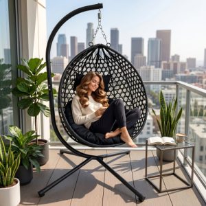 foldable hanging egg chair with stand – stylish indoor & outdoor swing chair