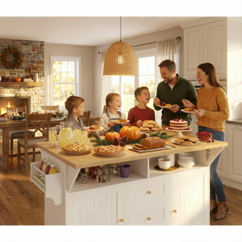 Large Kitchen Island with 2 Drop Leaf - Versatile Rolling Cart for Your Home Large Kitchen Island with 2 Drop Leaf in a bright kitchen setting