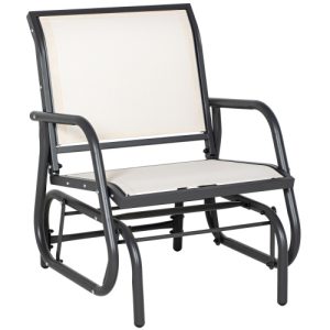 outdoor porch glider chair metal frame swing glider with breathable mesh for patio backyard