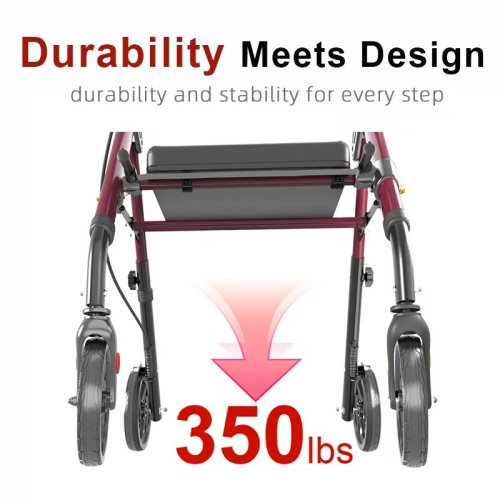 foldable rollator walker with seat heavy duty 350lb capacity for seniors foldable rollator walker with seat heavy duty 350lb capacity for seniors